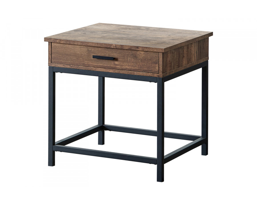 Coaster - Square 1-Drawer End Table in Brown Oak/Sandy Black