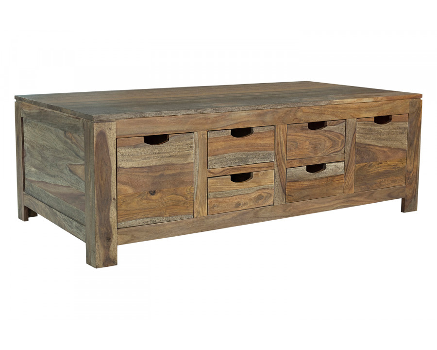 Coaster - Persia 6-Drawer Storage Coffee Table in Natural Sheesham