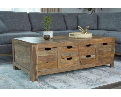 Coaster - Persia 6-Drawer Storage Coffee Table in Natural Sheesham