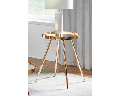 Coaster - Sophia Round Mirror Top End Table in Gold