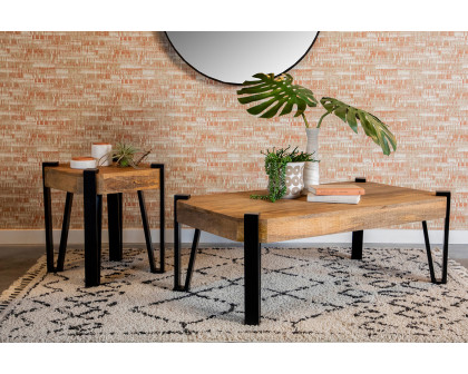 Coaster - Wooden Square Top End Table in Natural/Matte Black