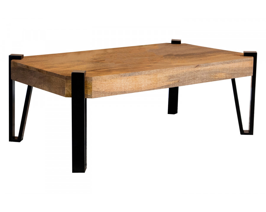 Coaster - Wooden Rectangular Top Coffee Table in Natural/Matte Black