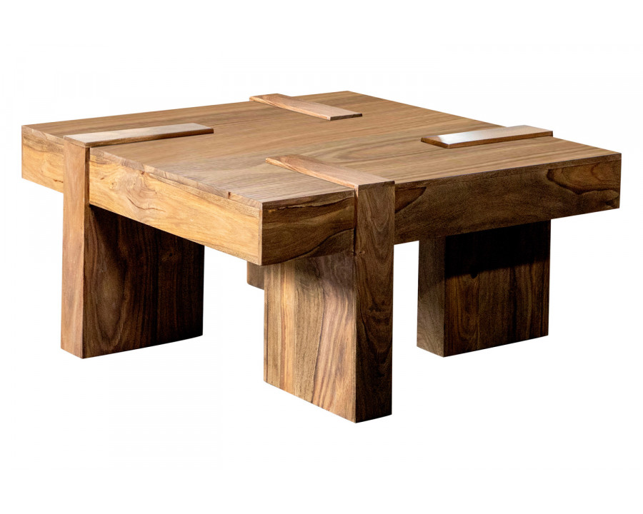 Coaster - Wooden Square Coffee Table in Natural Sheesham