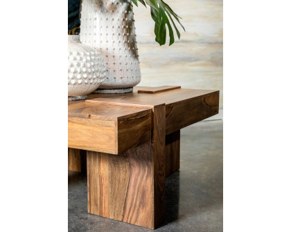 Coaster - Wooden Square Coffee Table in Natural Sheesham