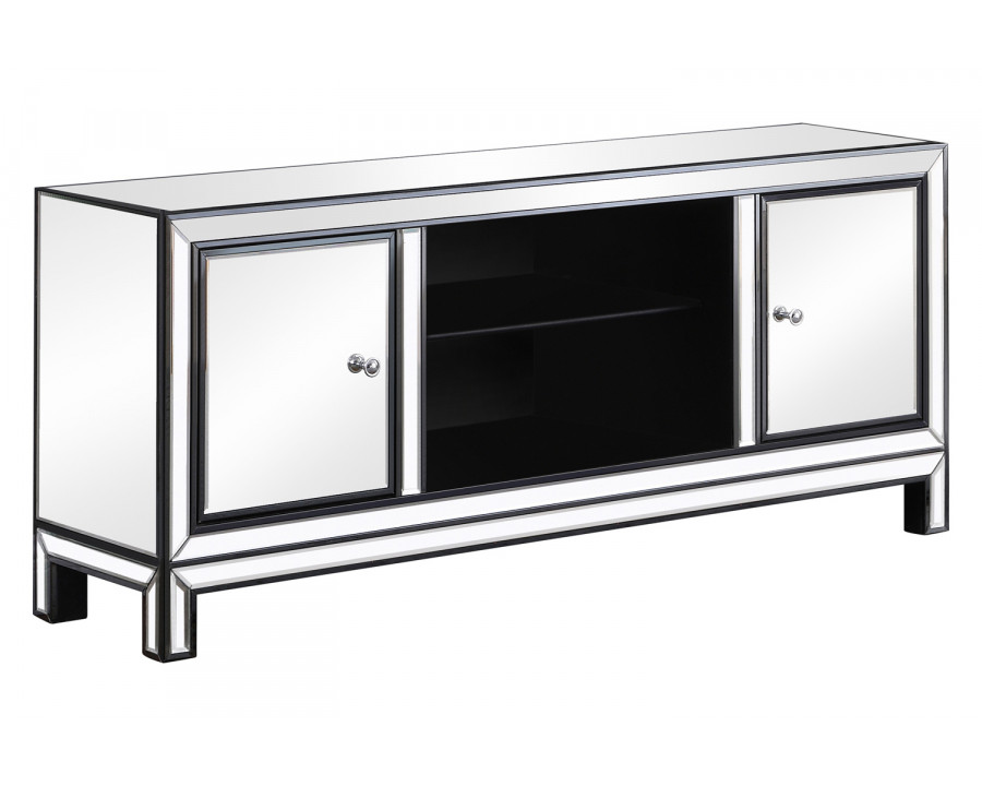 Coaster - 2-Door TV Console in Black Titanium/Silver