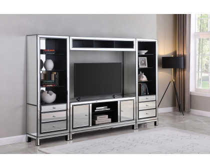 Coaster - 2-Door TV Console in Black Titanium/Silver