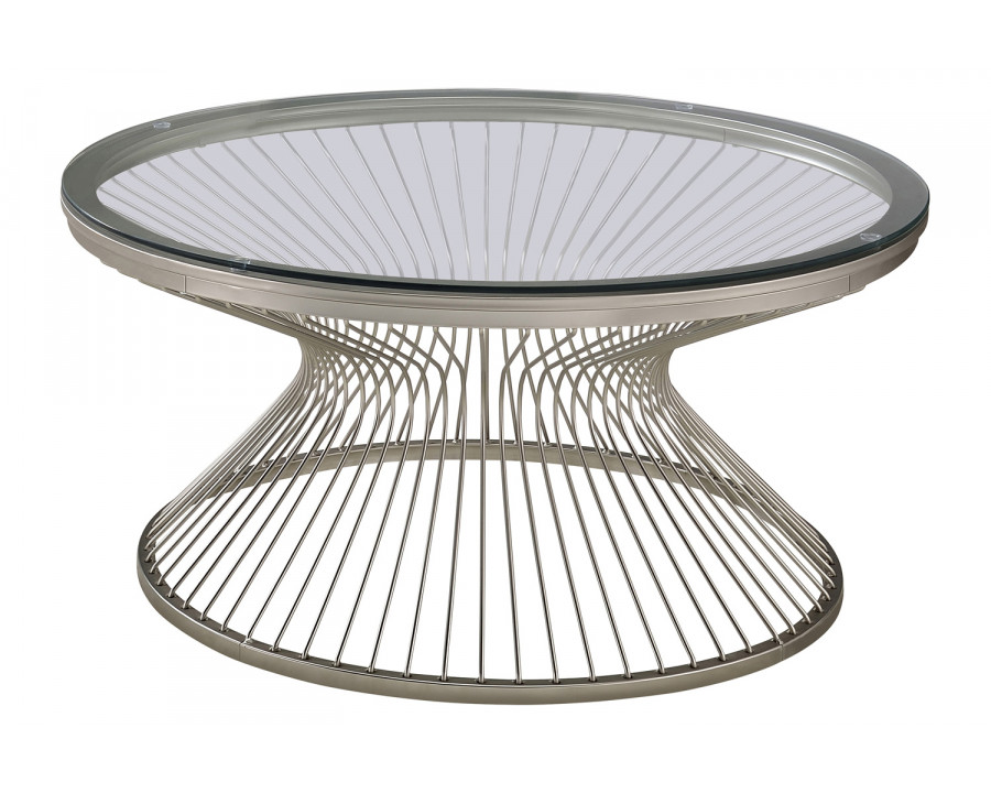 Coaster - Round Glass Top Coffee Table in Satin Gray