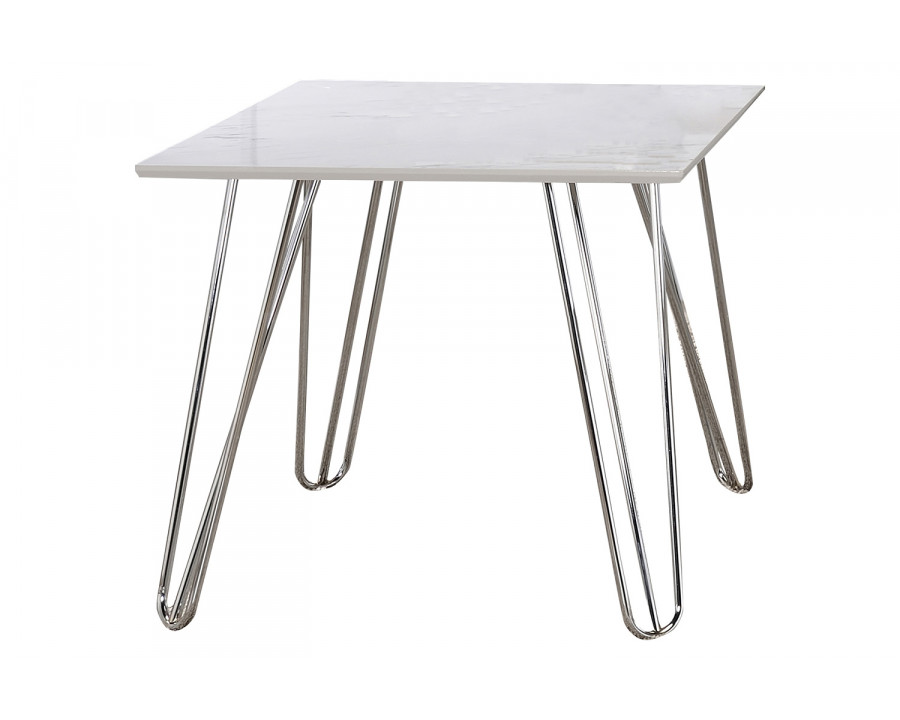 Coaster - Hairpin Leg Square End Table in White/Chrome