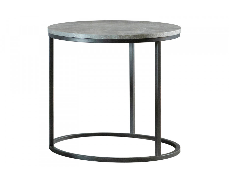 Coaster - Faux Marble Round Top End Table in Gray/Gunmetal