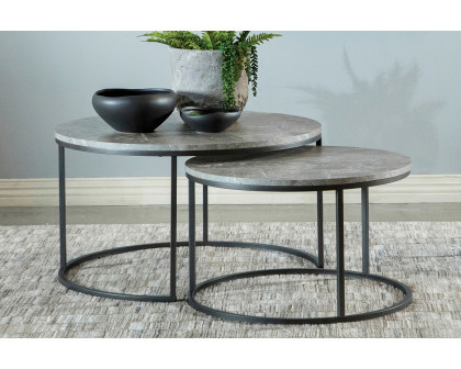 Coaster - Round 2-Piece Nesting Coffee Table in Gray/Gunmetal