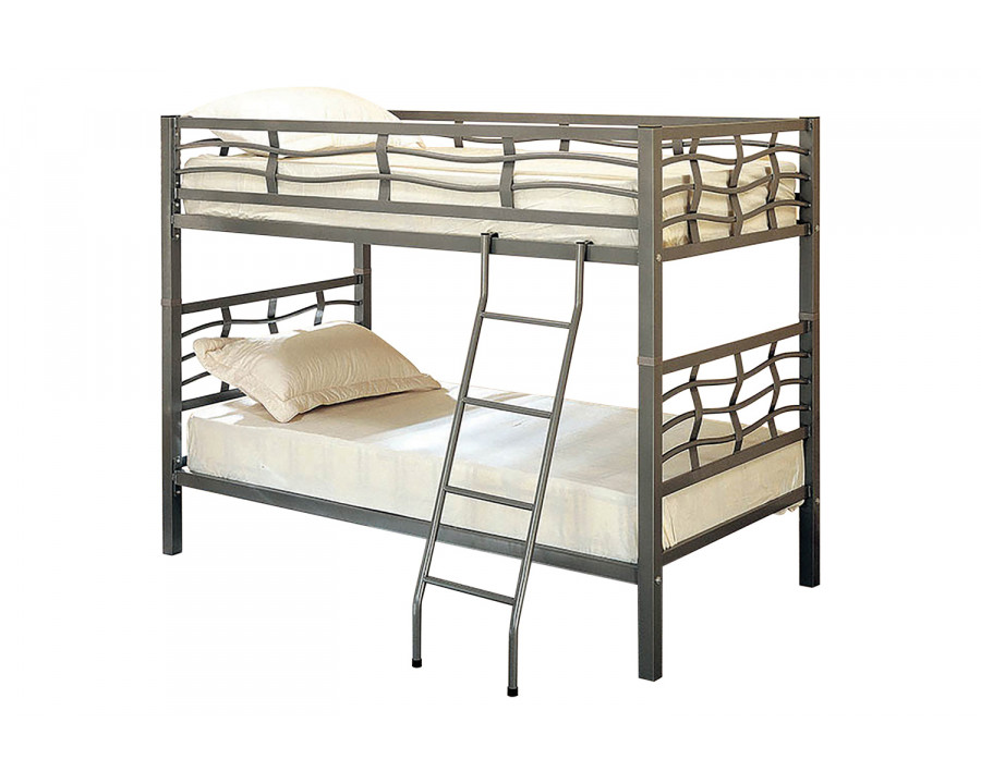 Coaster - Fairfax Twin Over Twin Bunk Bed With Ladder Light in Gunmetal