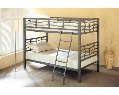 Coaster - Fairfax Twin Over Twin Bunk Bed With Ladder Light in Gunmetal