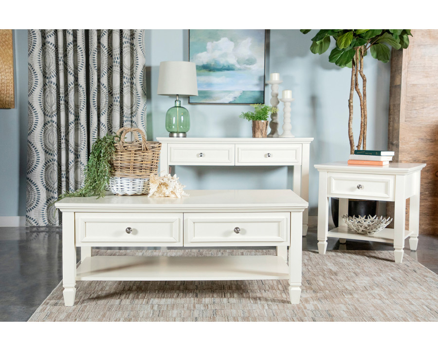 Coaster - Rectangular 2-Drawer Sofa Table in Buttermilk