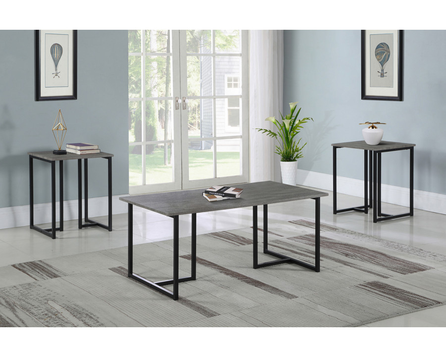 Coaster Hartsook 3-Piece Occasional Set - Weathered Gray/Black