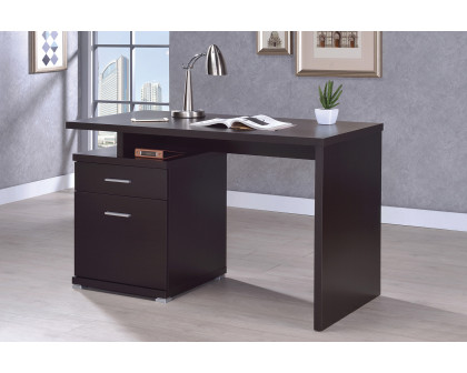 Coaster Irving 2-Drawer Office Desk with Cabinet - Cappuccino