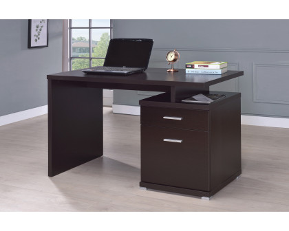 Coaster Irving 2-Drawer Office Desk with Cabinet - Cappuccino