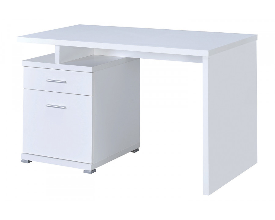 Coaster Irving 2-Drawer Office Desk with Cabinet - White