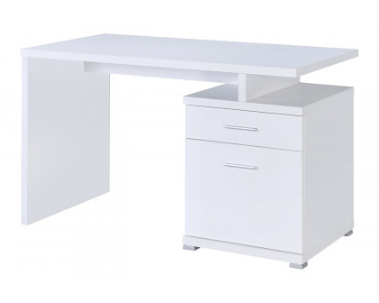 Coaster Irving 2-Drawer Office Desk with Cabinet - White