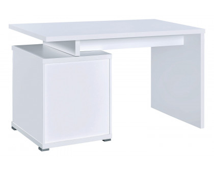 Coaster Irving 2-Drawer Office Desk with Cabinet - White