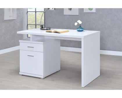 Coaster Irving 2-Drawer Office Desk with Cabinet - White