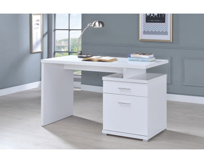 Coaster Irving 2-Drawer Office Desk with Cabinet - White