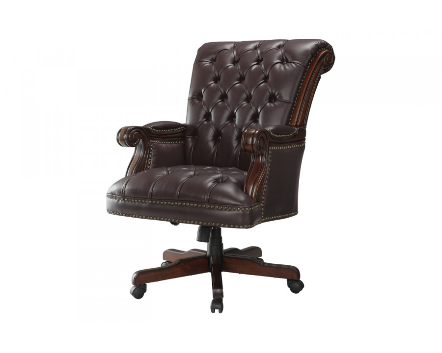 Coaster - Tufted Adjustable Height Office Chair in Dark Brown