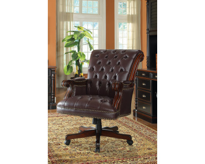 Coaster - Tufted Adjustable Height Office Chair in Dark Brown