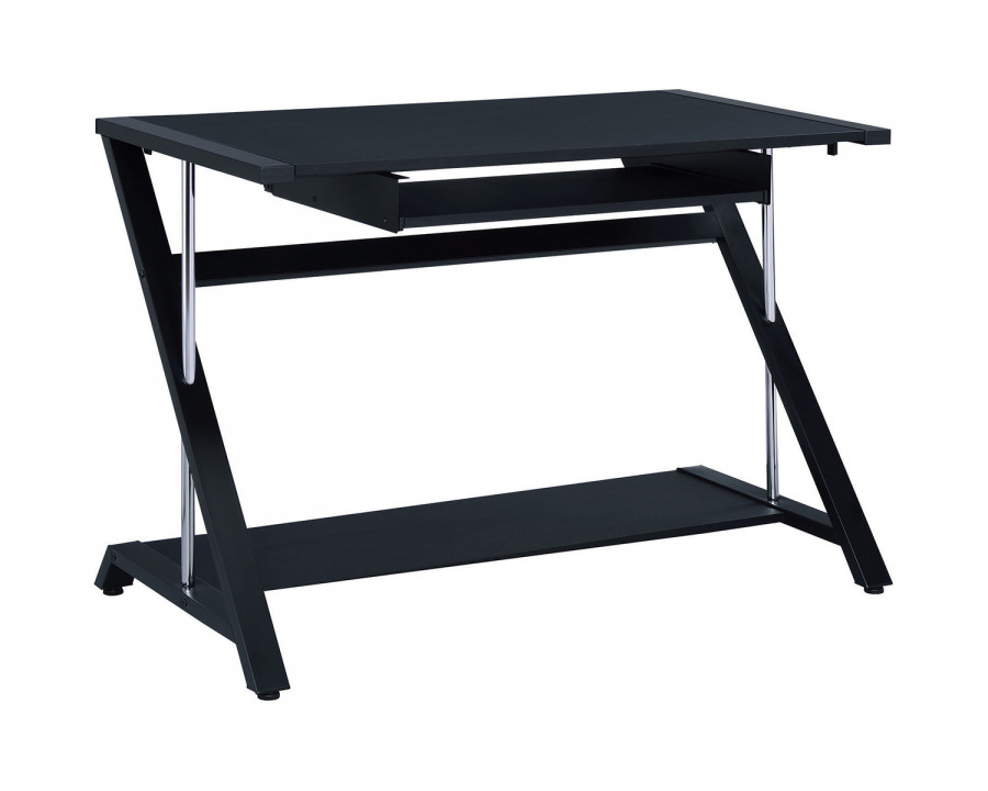 Coaster - Mallet Computer Desk With Bottom Shelf in Black