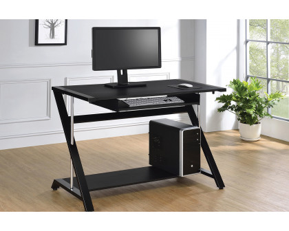 Coaster - Mallet Computer Desk With Bottom Shelf in Black