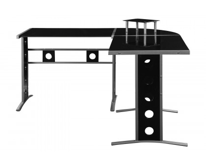 Coaster - Keizer 3-Piece L-Shape Office Desk Set in Black/Silver