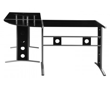 Coaster - Keizer 3-Piece L-Shape Office Desk Set in Black/Silver