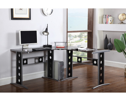 Coaster - Keizer 3-Piece L-Shape Office Desk Set in Black/Silver