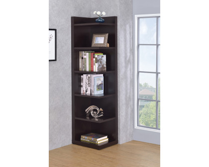 Coaster - 6-Tier Corner Bookcase in Cappuccino