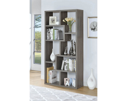 Coaster Theo 10-Shelf Bookcase - Weathered Gray