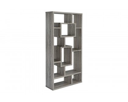 Coaster Howie 10-Shelf Bookcase - Weathered Gray