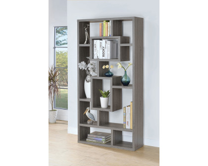 Coaster Howie 10-Shelf Bookcase - Weathered Gray