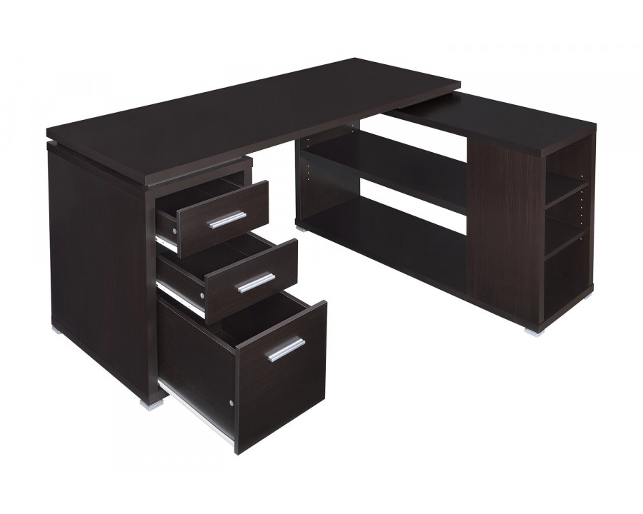 Coaster Yvette L-Shape Office Desk - Cappuccino