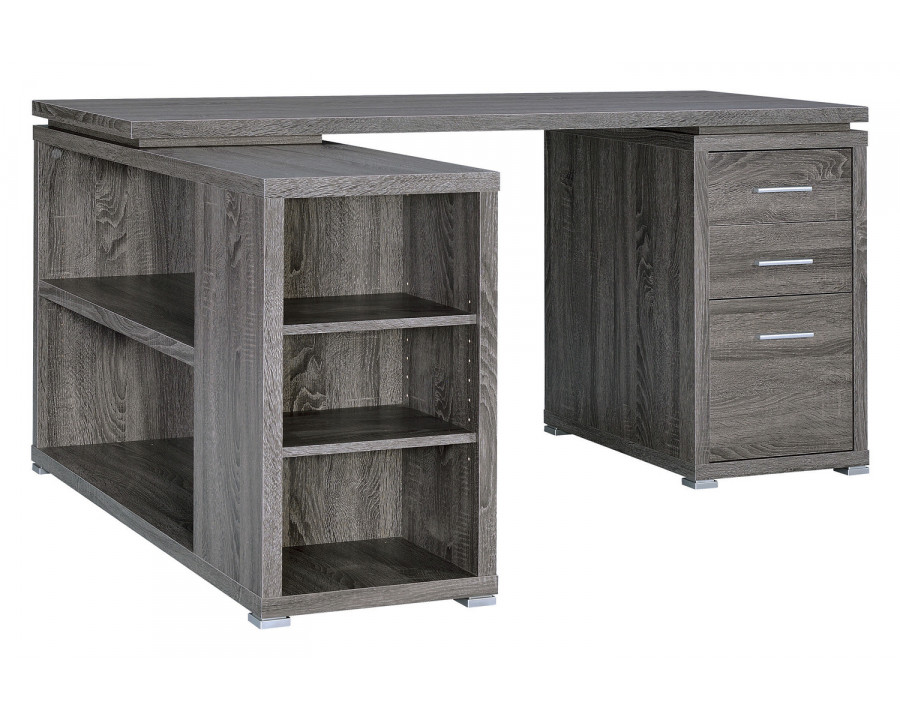 Coaster Yvette L-Shape Office Desk - Weathered Gray