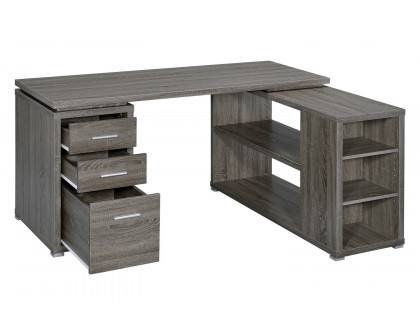 Coaster Yvette L-Shape Office Desk - Weathered Gray