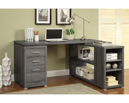 Coaster Yvette L-Shape Office Desk - Weathered Gray