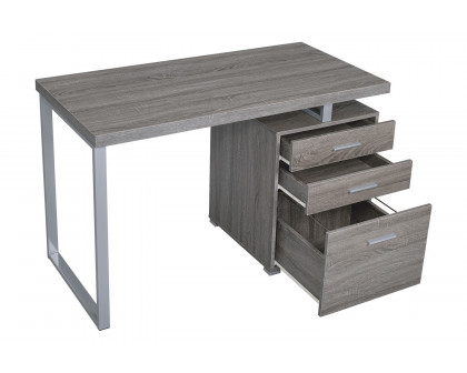 Coaster - 3-Drawer Brennan Office Desk in Weathered Gray