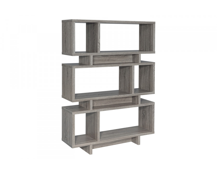 Coaster - Reid 3-Tier Geometric Bookcase in Weathered Gray