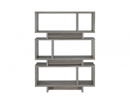 Coaster - Reid 3-Tier Geometric Bookcase in Weathered Gray