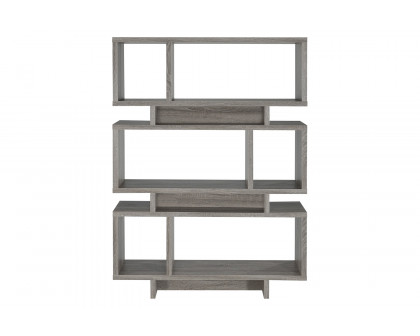 Coaster - Reid 3-Tier Geometric Bookcase in Weathered Gray