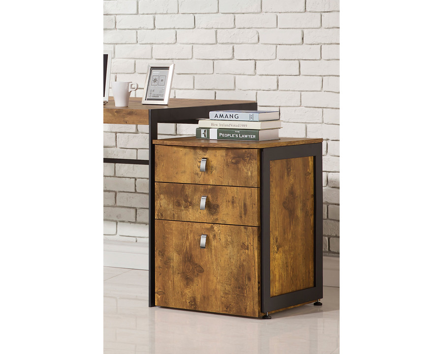 Coaster - Estrella 3-Drawer File Cabinet in Antique Nutmeg/Gunmetal