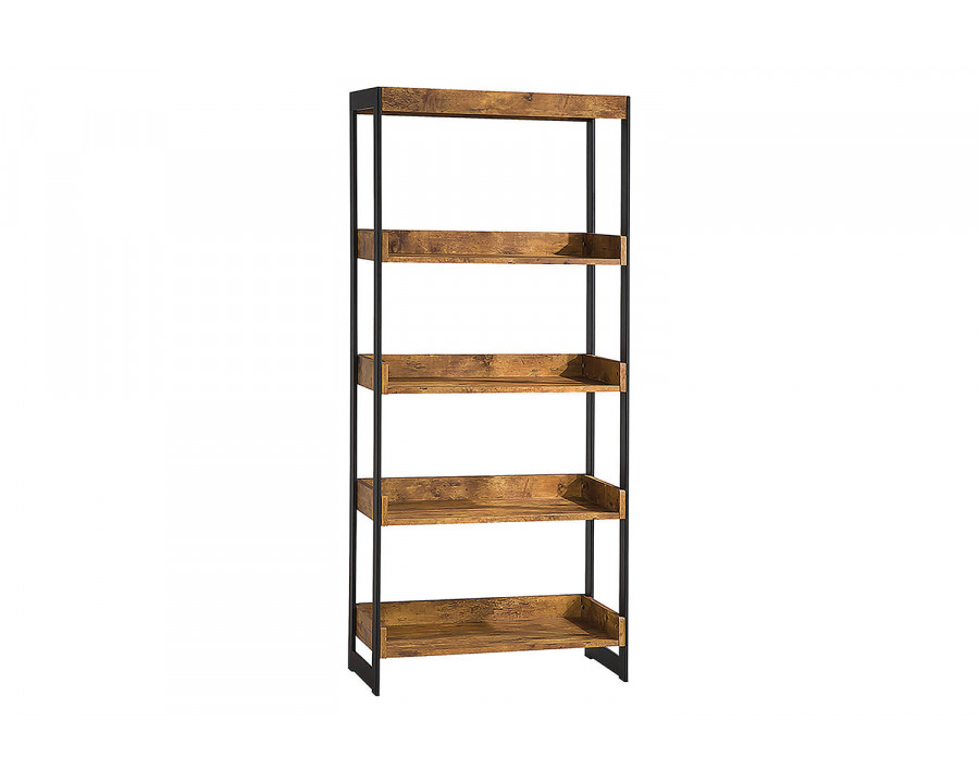 Coaster - Estrella 4-Shelf Bookcase in Antique Nutmeg/Gunmetal