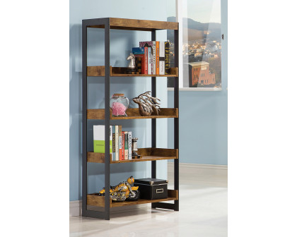 Coaster - Estrella 4-Shelf Bookcase in Antique Nutmeg/Gunmetal