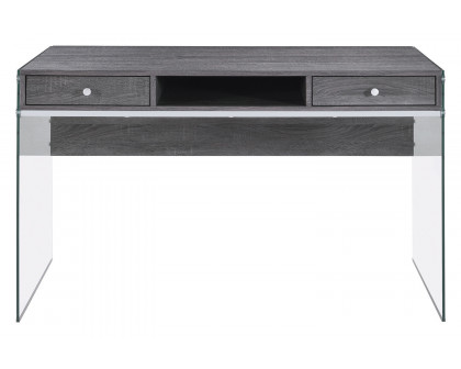 Coaster Dobrev 2-Drawer Writing Desk - Weathered Gray/Clear