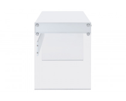 Coaster Dobrev 2-Drawer Writing Desk - Glossy White/Clear