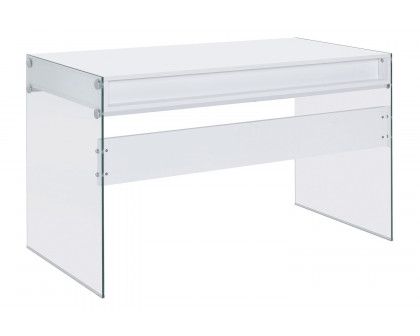 Coaster Dobrev 2-Drawer Writing Desk - Glossy White/Clear